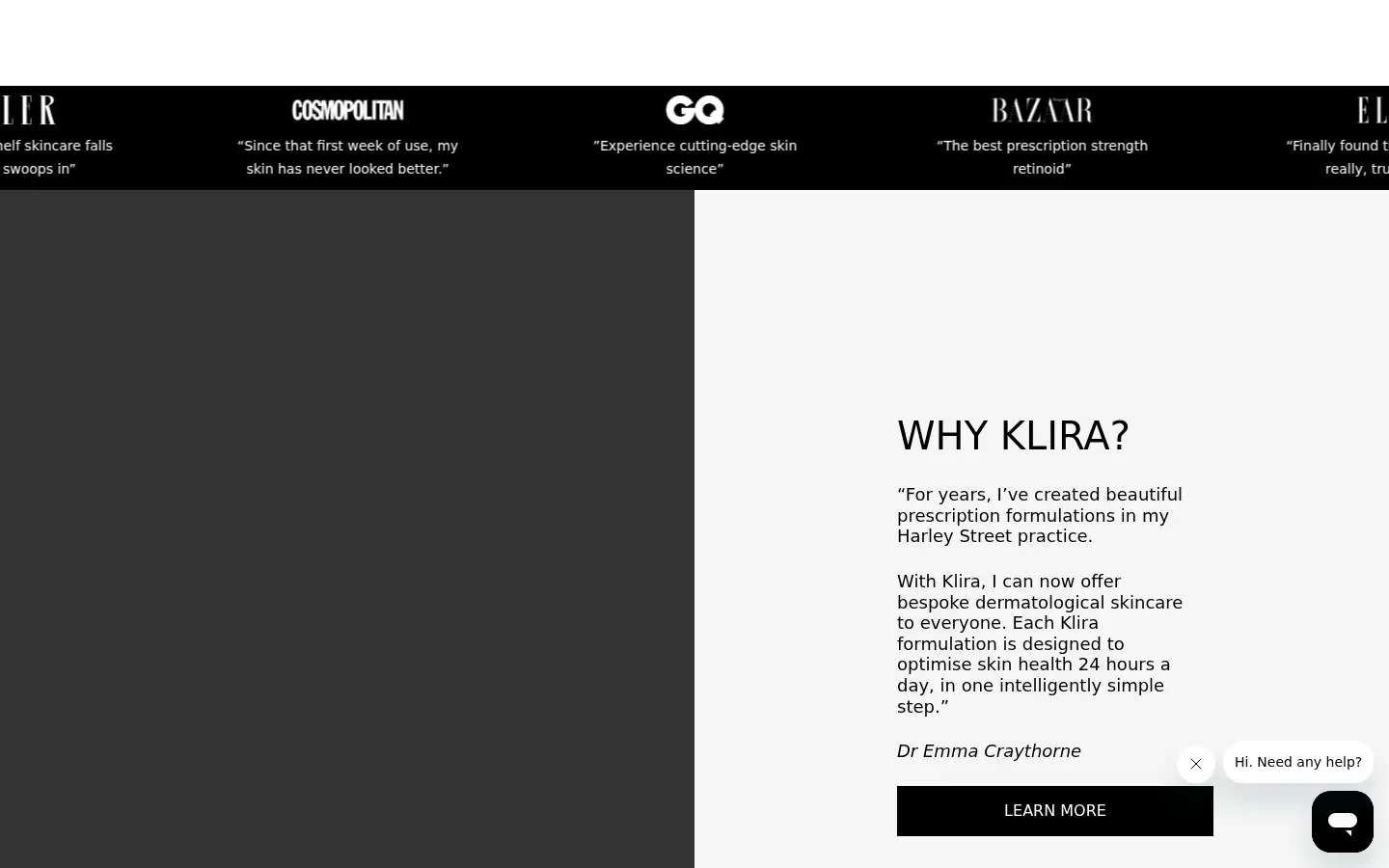 Screenshot of klira.skin