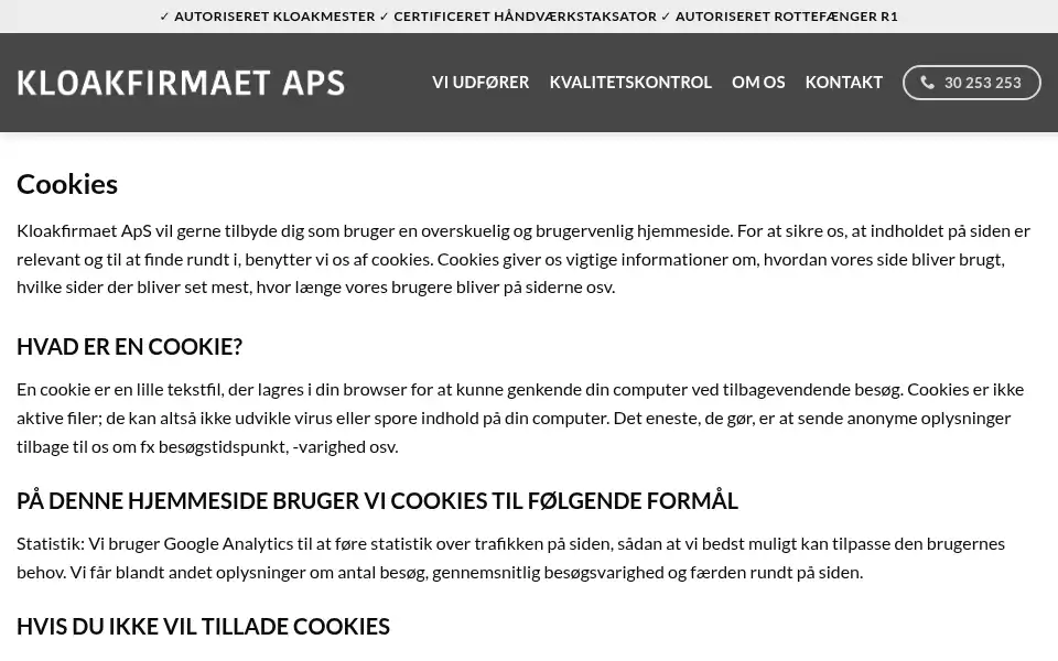 Screenshot of kloakfirmaet.dk
