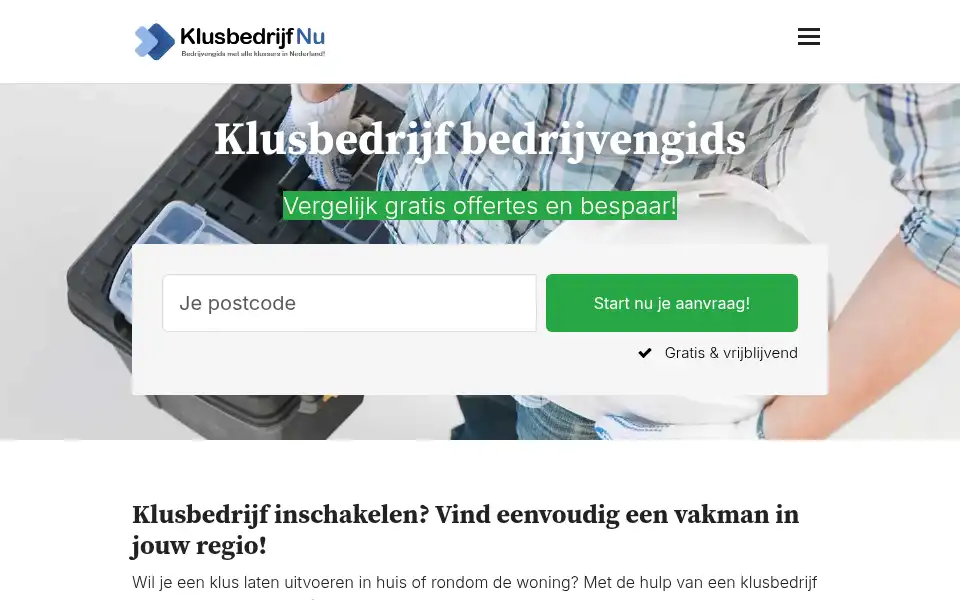 Screenshot of klusbedrijf-nu.nl