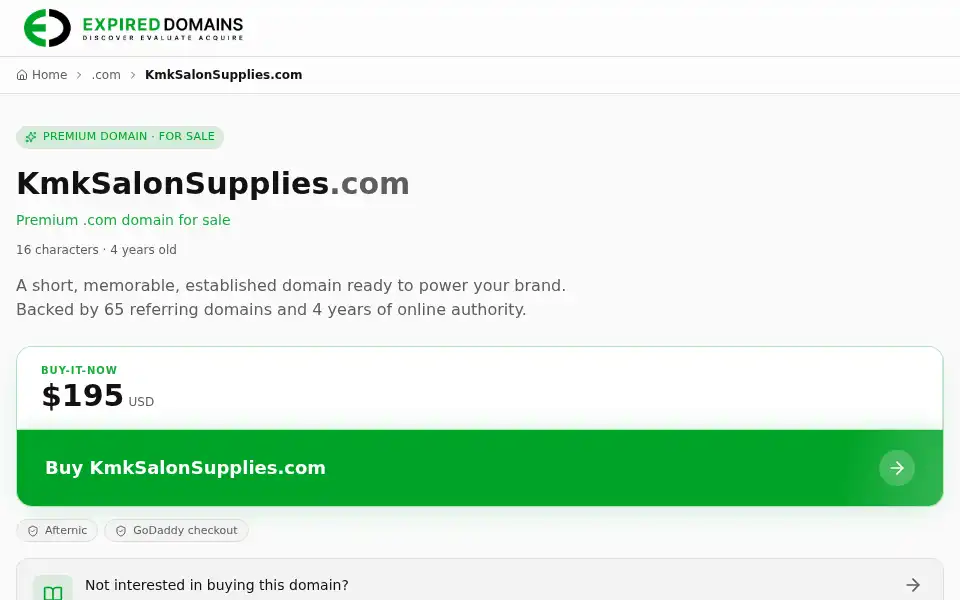 Screenshot of kmksalonsupplies.com
