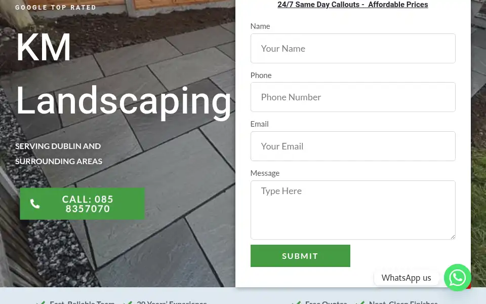 Screenshot of kmlandscaping.ie