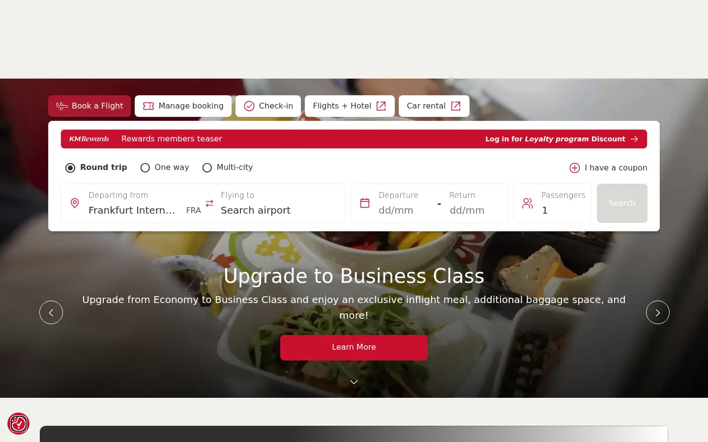 Screenshot of kmmaltairlines.com
