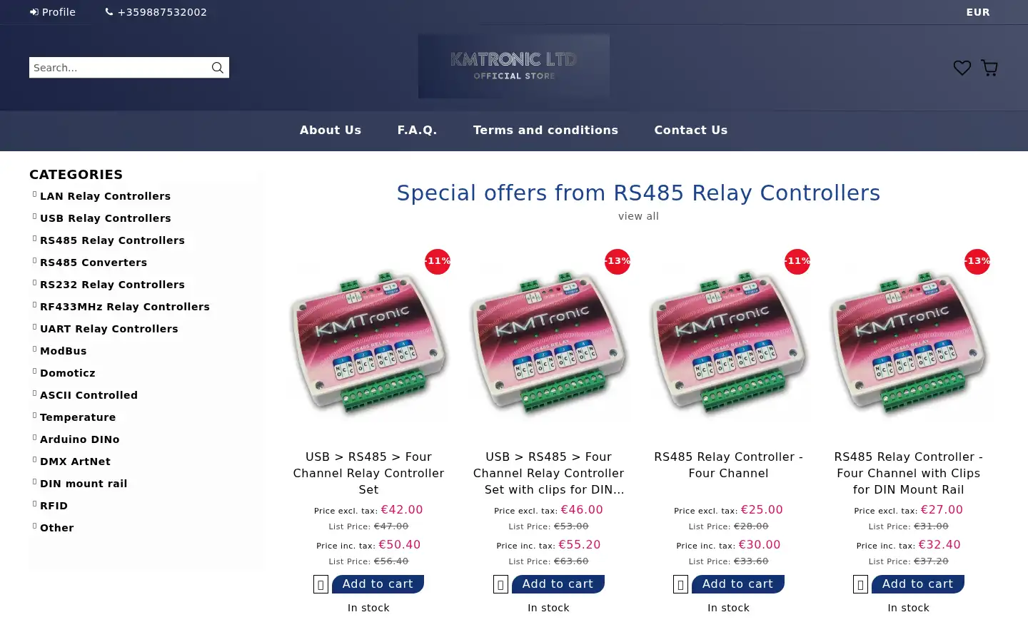 Screenshot of kmtronic.com