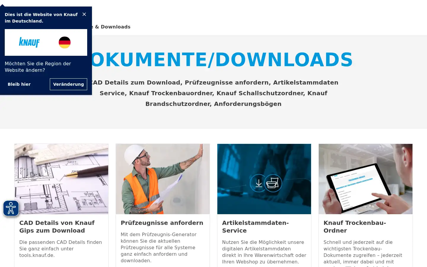 Screenshot of knauf.de