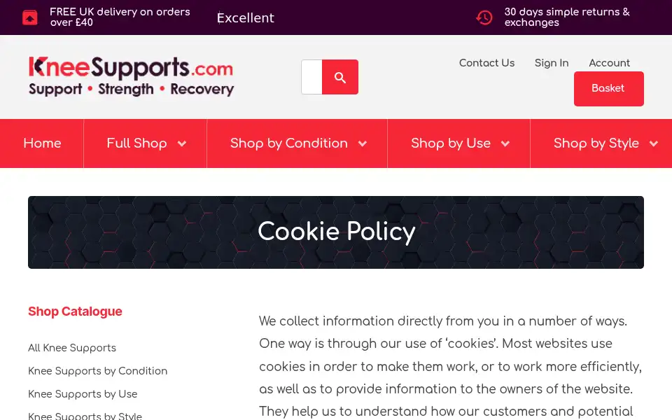 Screenshot of kneesupports.com