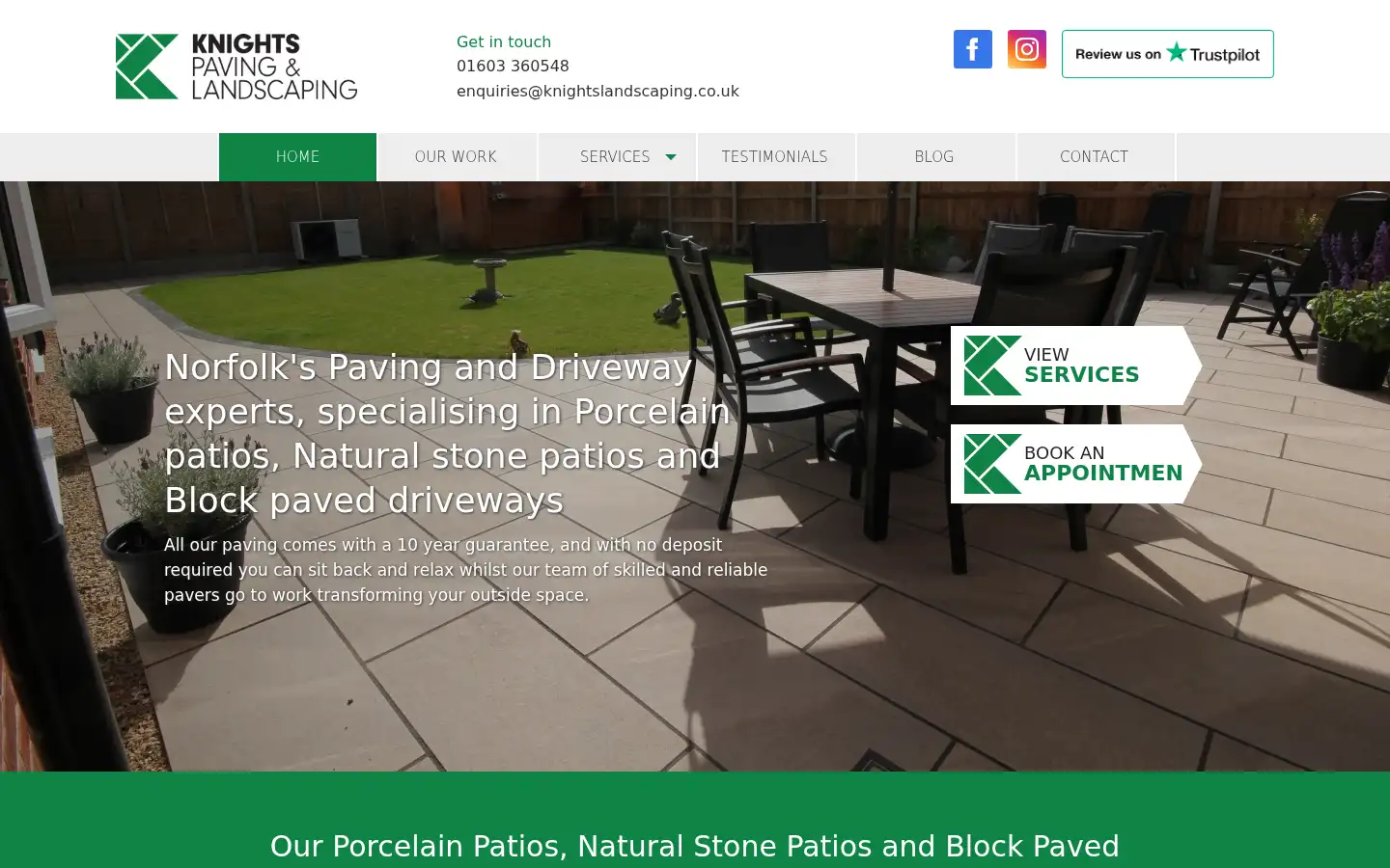 Screenshot of knightslandscaping.co.uk