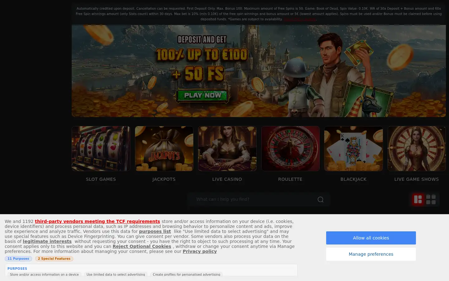 Screenshot of knightslots.com