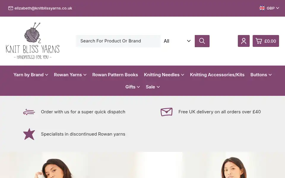 Screenshot of knitblissyarns.co.uk
