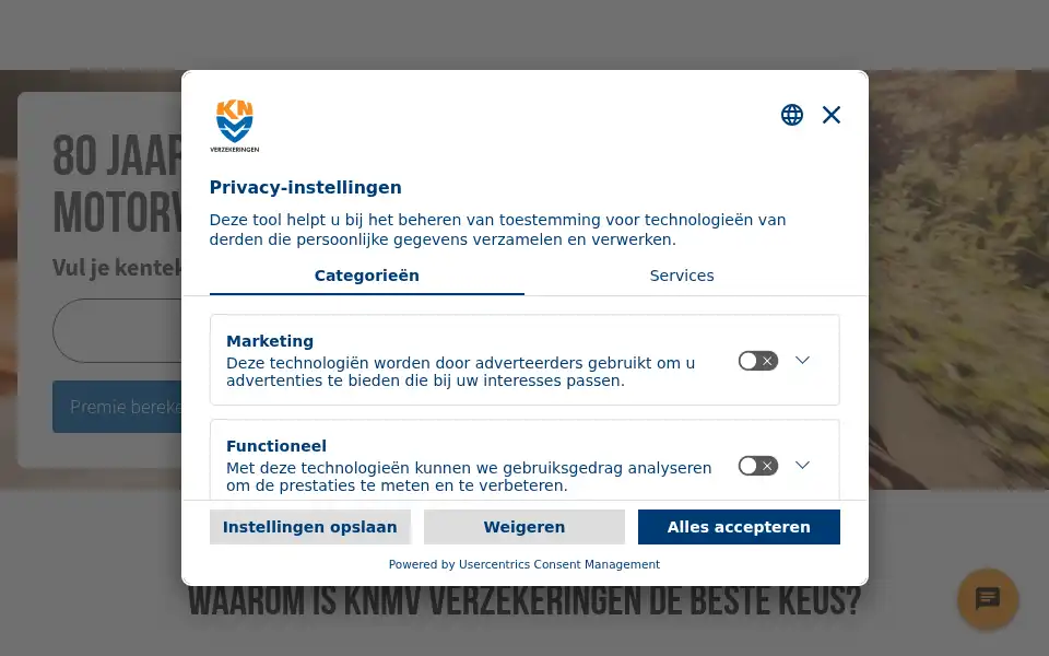 Screenshot of knmvverzekeringen.nl