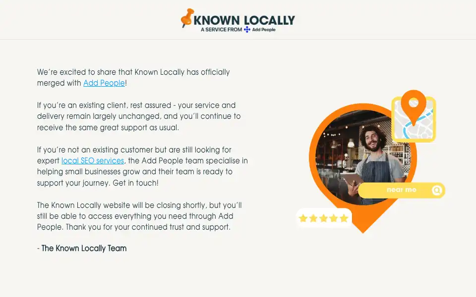 Screenshot of knownlocally.co.uk