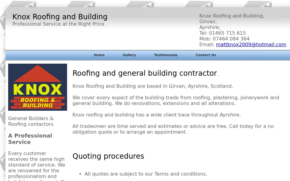 Screenshot of knoxroofingandbuilding.com