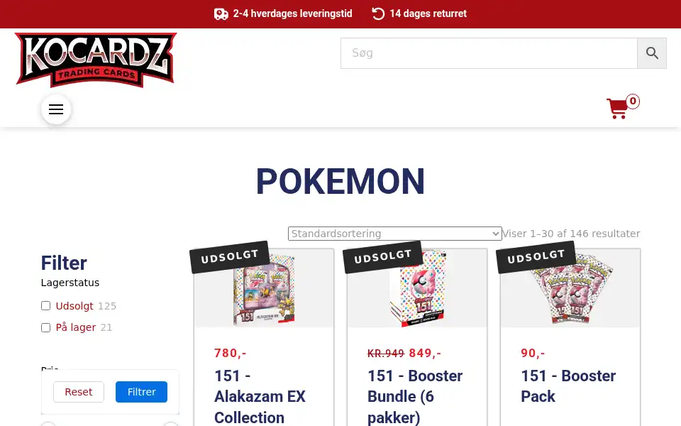 Screenshot of kocardz.dk