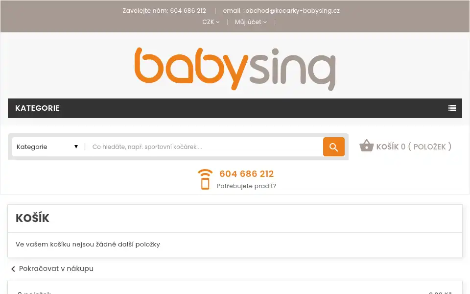 Screenshot of kocarky-babysing.cz