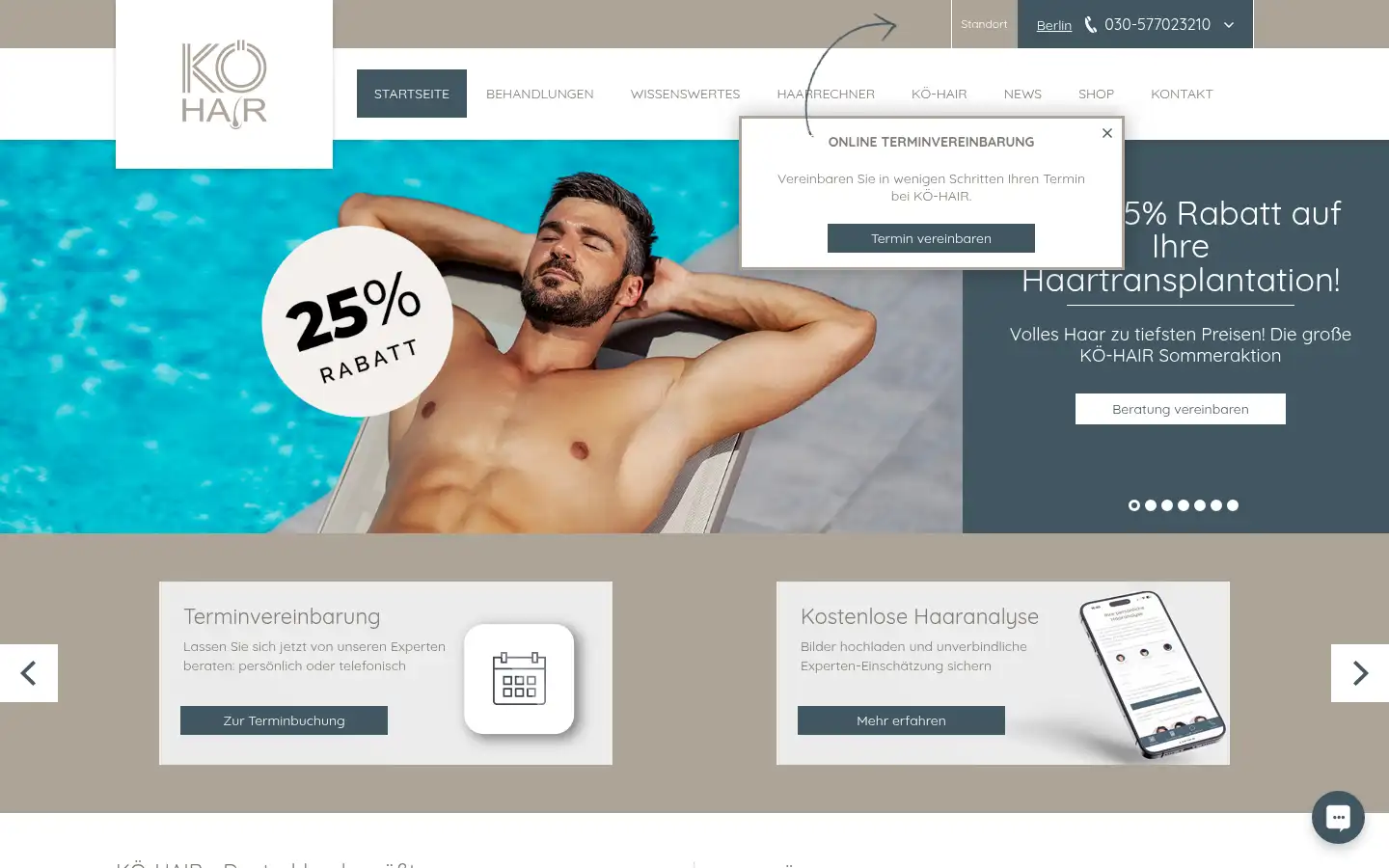 Screenshot of koe-hair.de
