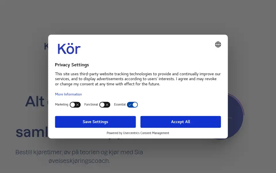 Screenshot of koer.no