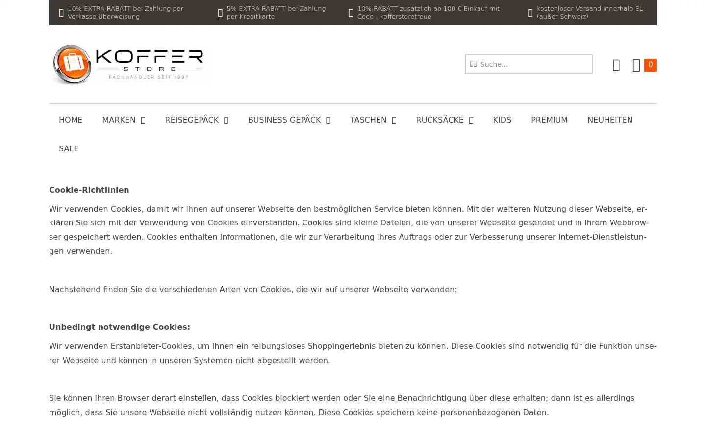 Screenshot of koffer-store.com
