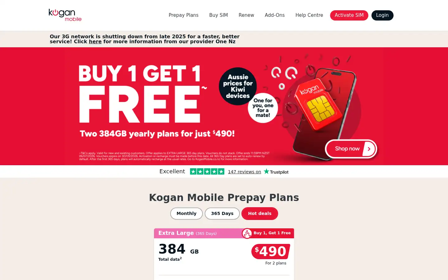 Screenshot of koganmobile.co.nz