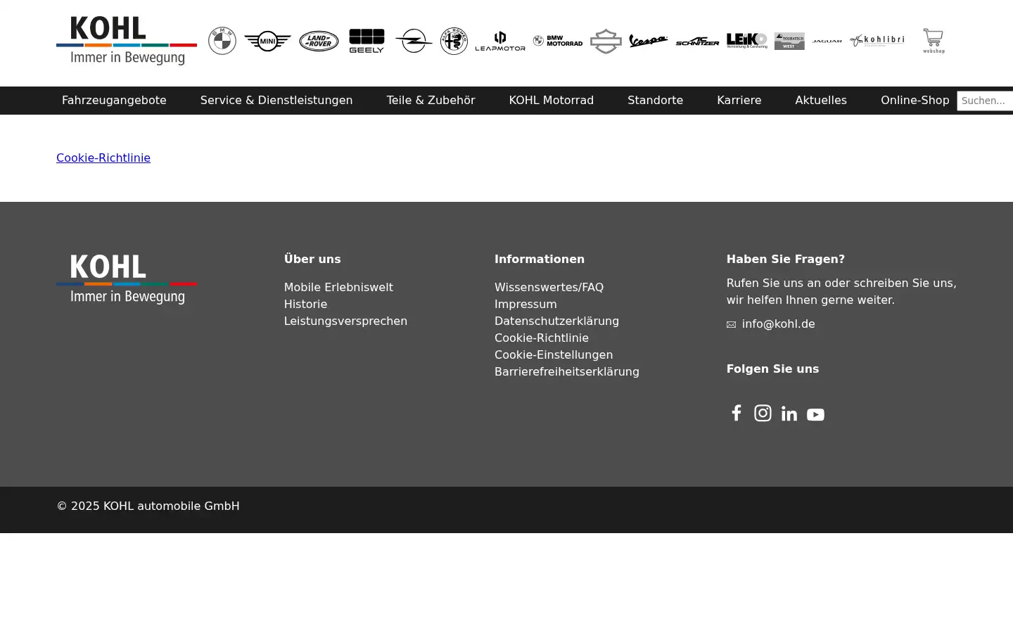 Screenshot of kohl.de