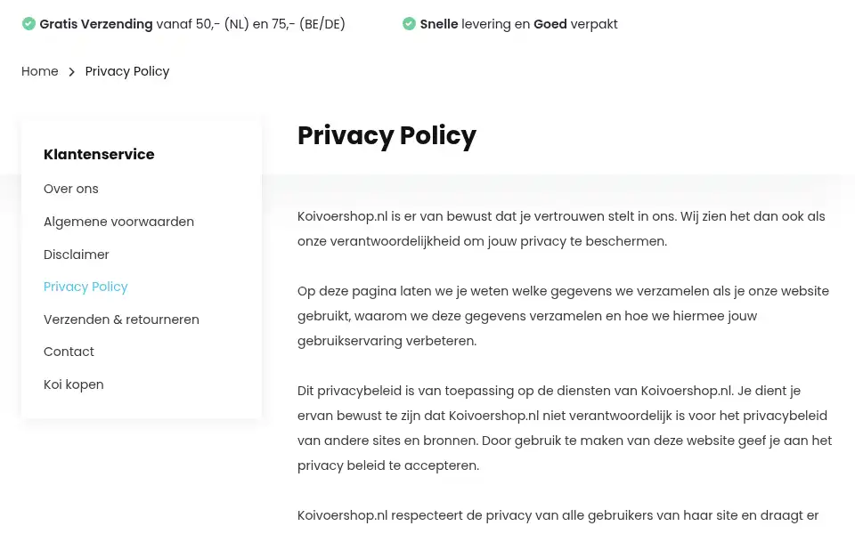 Screenshot of koivoershop.nl