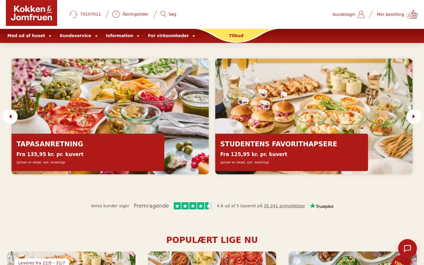 Screenshot of kokken-jomfruen.dk