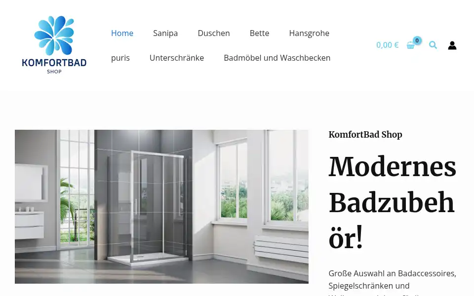 Screenshot of komfortbadshop.com