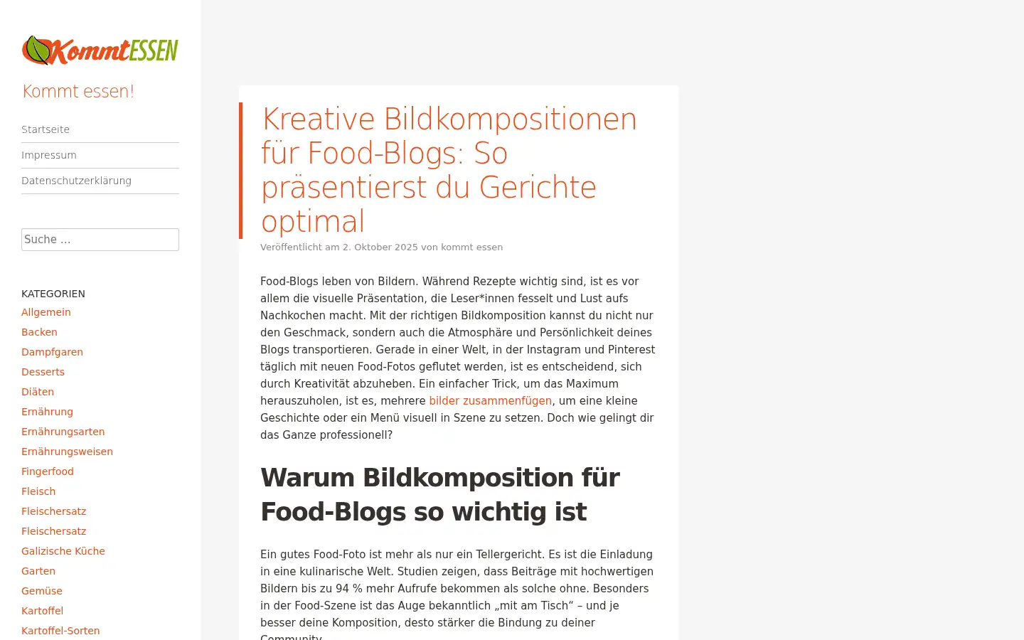 Screenshot of kommtessen.de