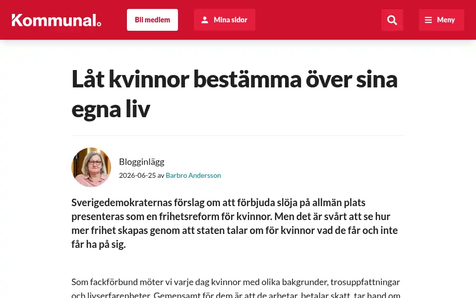 Screenshot of kommunal.se