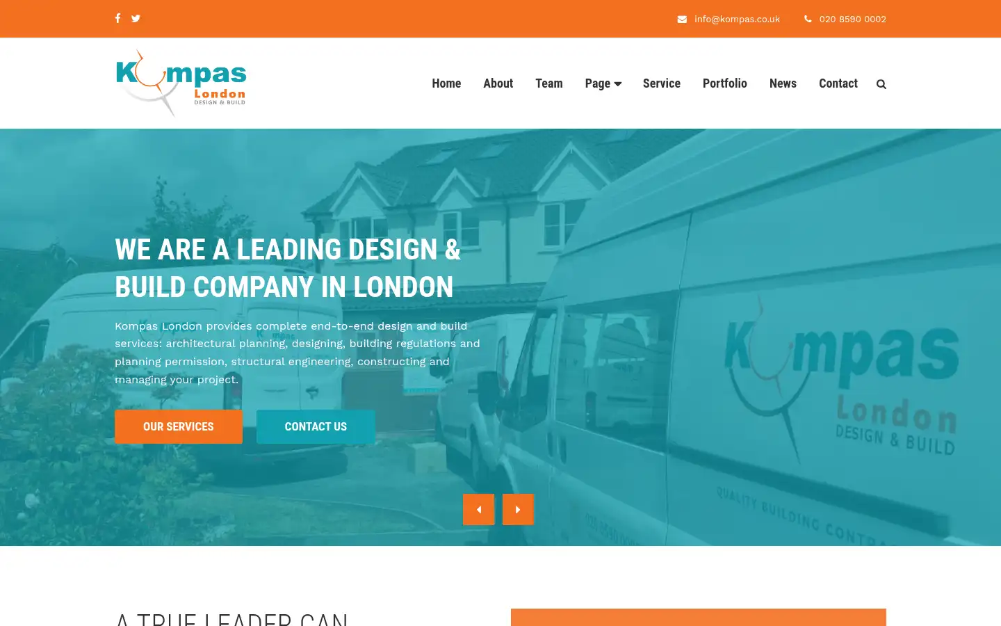 Screenshot of kompas.co.uk