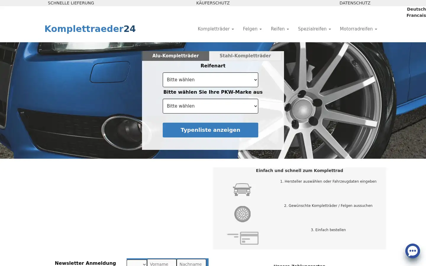 Screenshot of komplettraeder24.ch