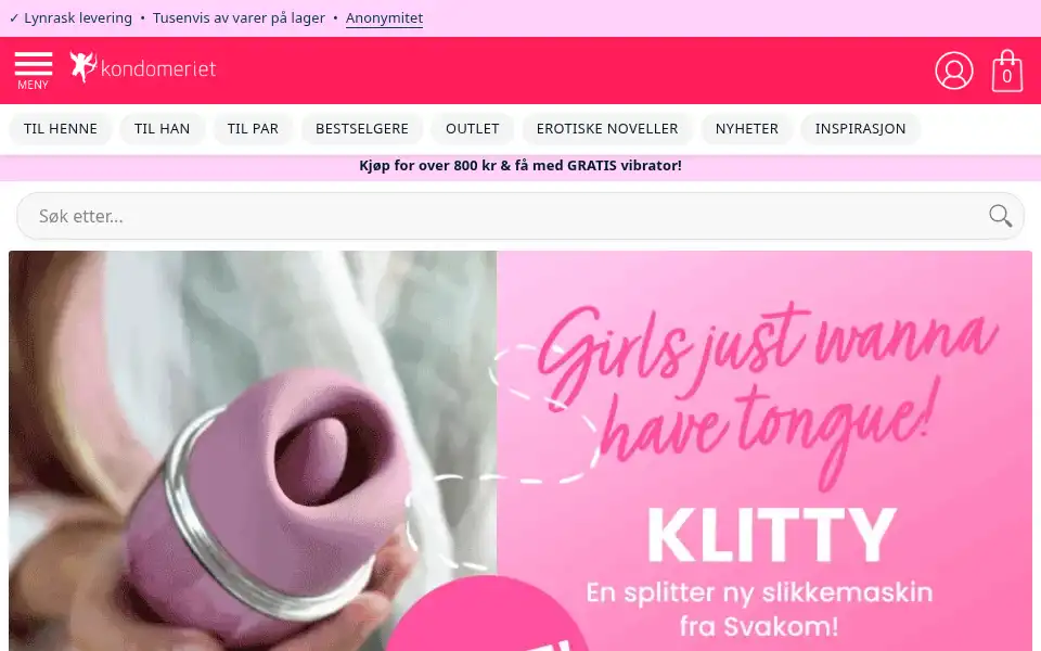 Screenshot of kondomeriet.no