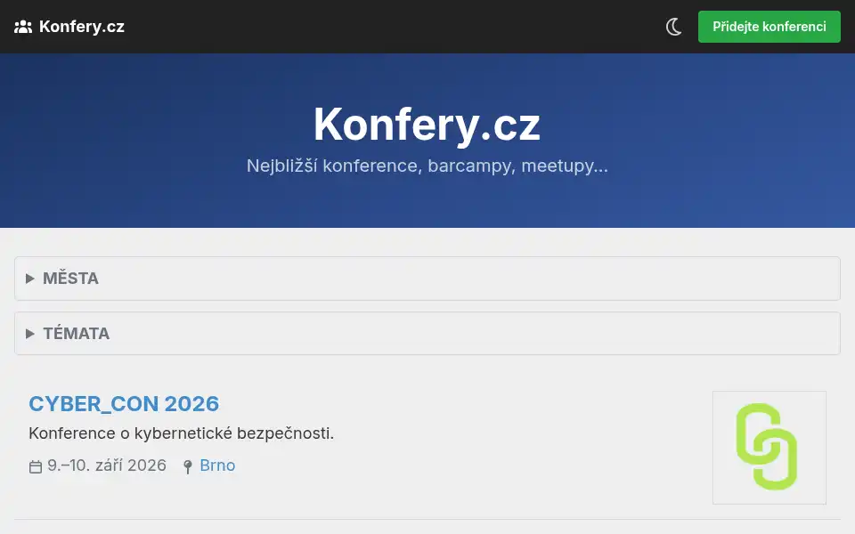 Screenshot of konfery.cz