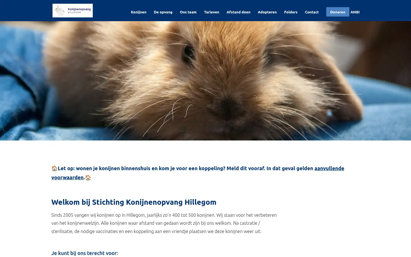 Screenshot of konijnenopvanghillegom.nl