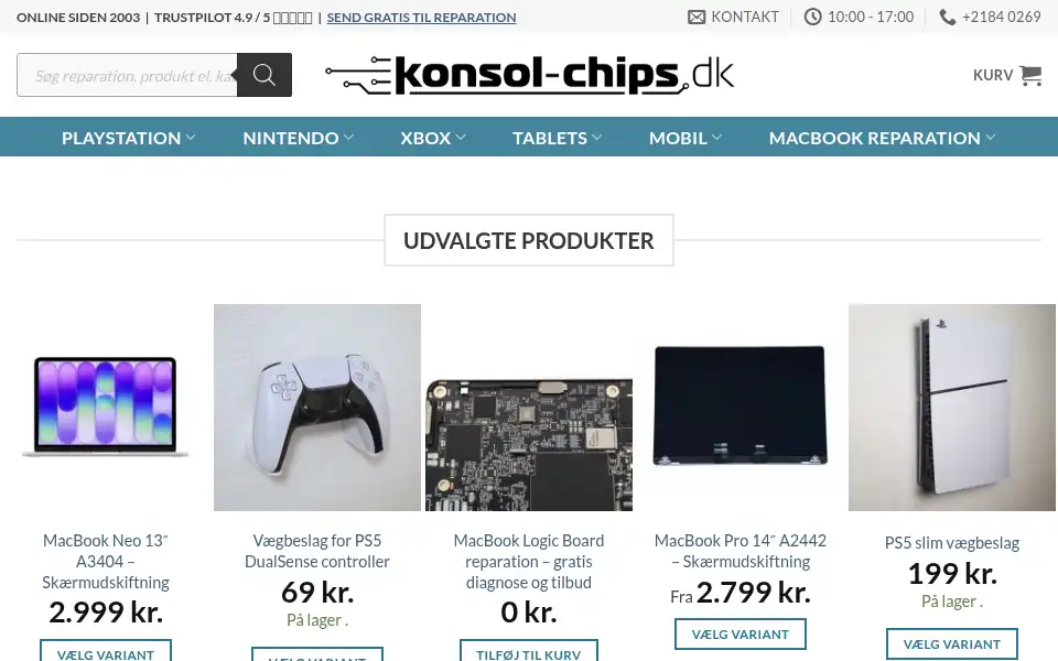 Screenshot of konsol-chips.dk