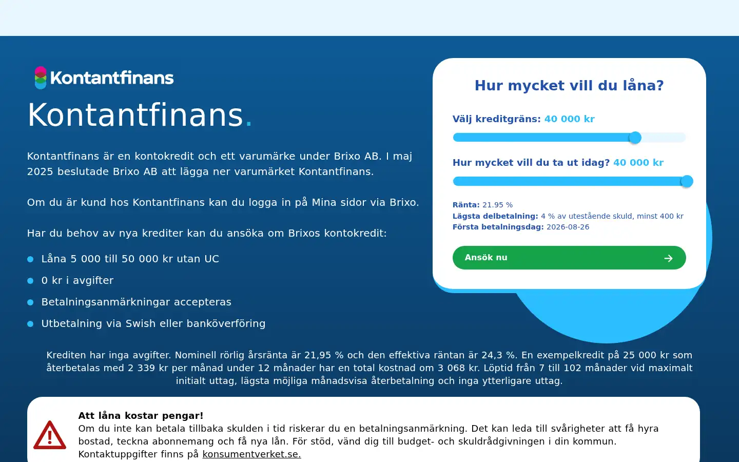 Screenshot of kontantfinans.se
