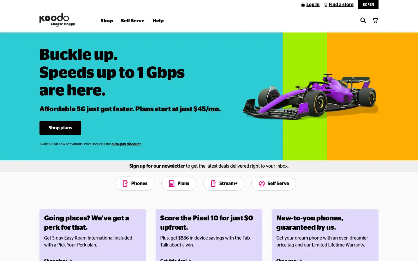 Screenshot of koodomobile.com
