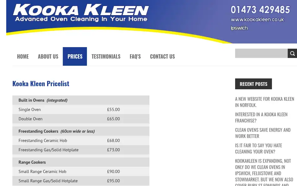 Screenshot of kookakleen.co.uk