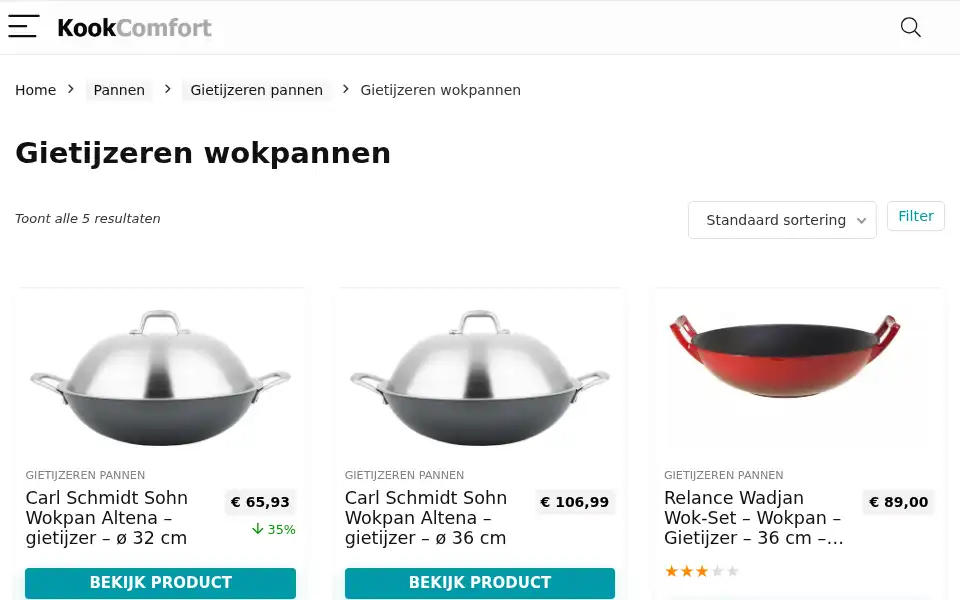 Screenshot of kookcomfort.nl