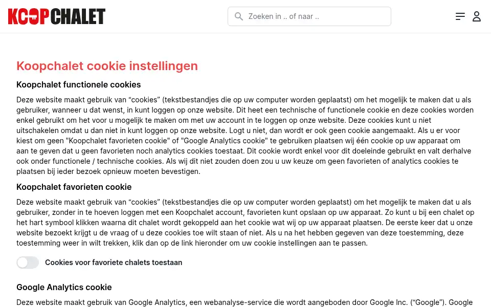 Screenshot of koopchalet.nl