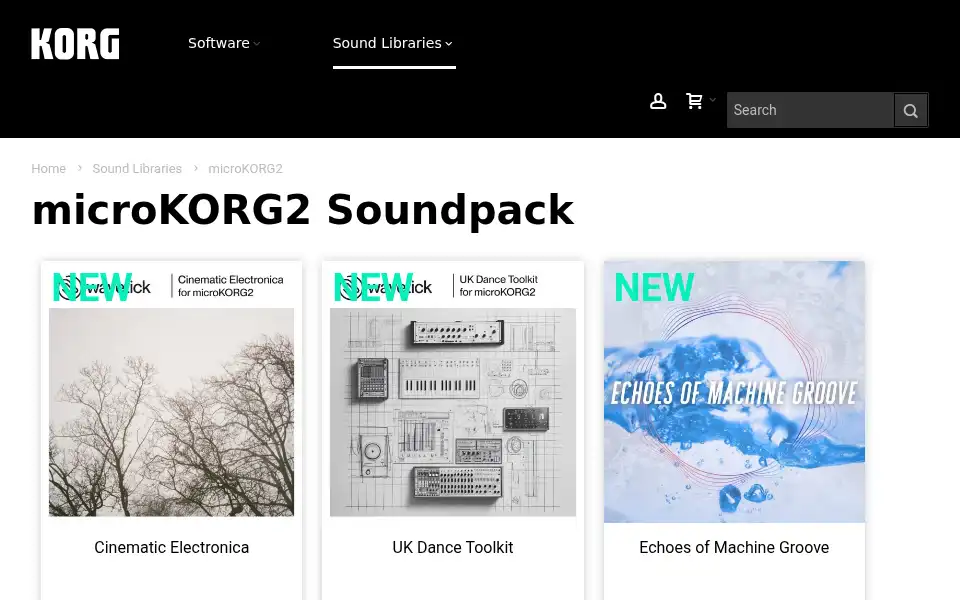 Screenshot of korg.shop