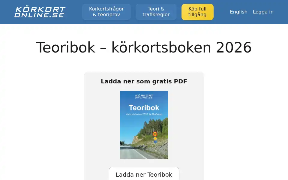 Screenshot of korkortonline.se