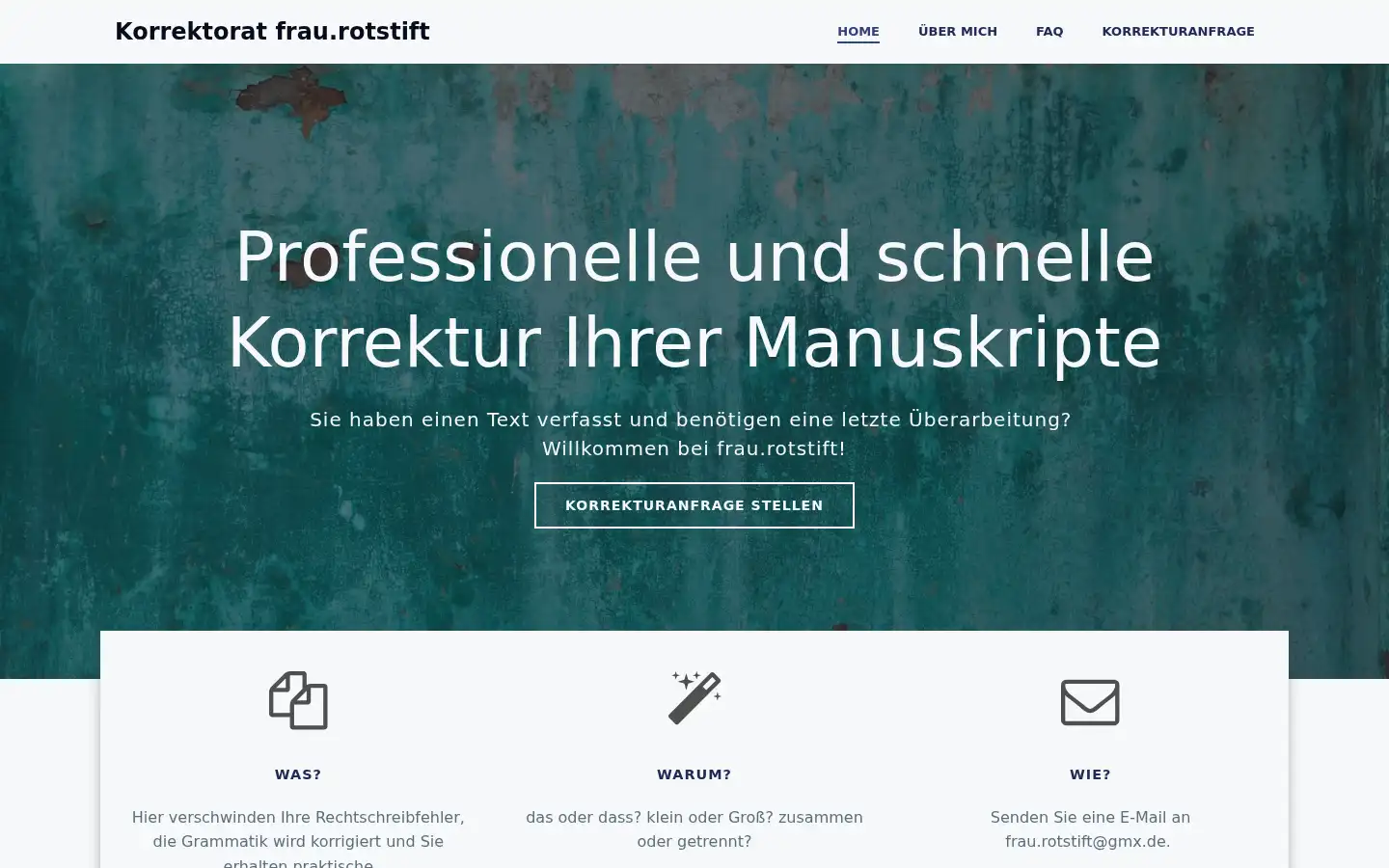 Screenshot of korrektoratfraurotstift.de