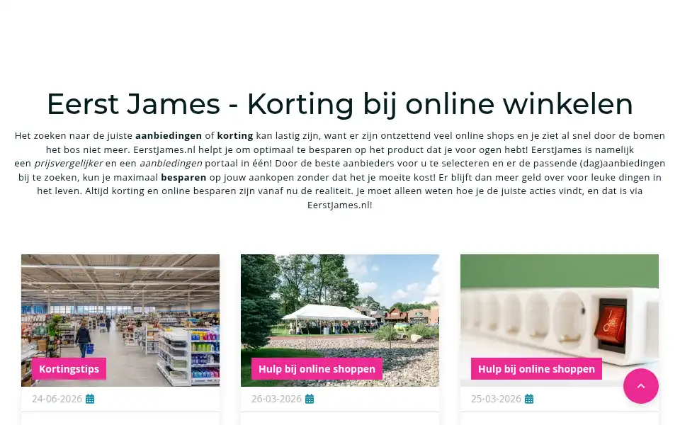 Screenshot of kortingcashback.nl