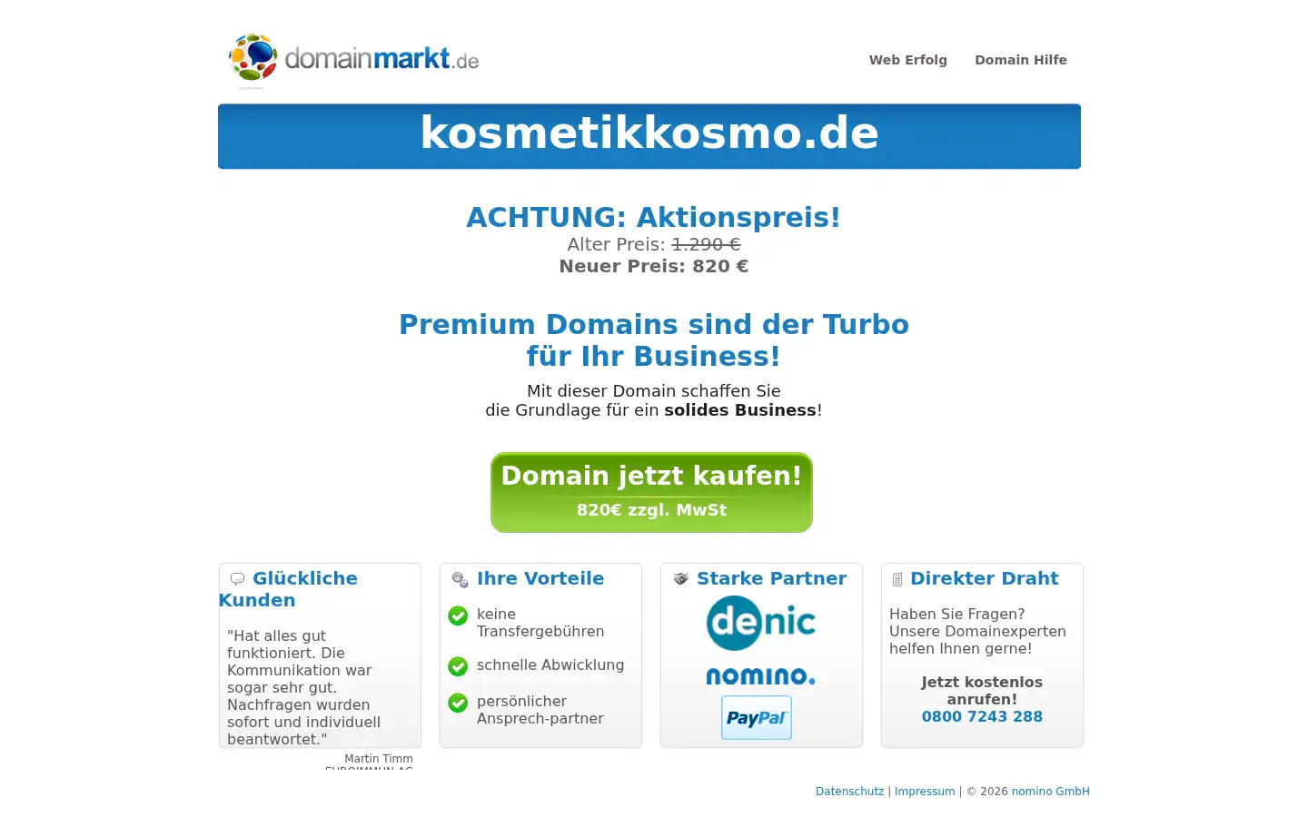 Screenshot of kosmetikkosmo.de