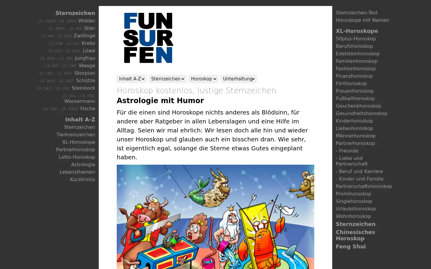 Screenshot of kostenlos-horoskop.de