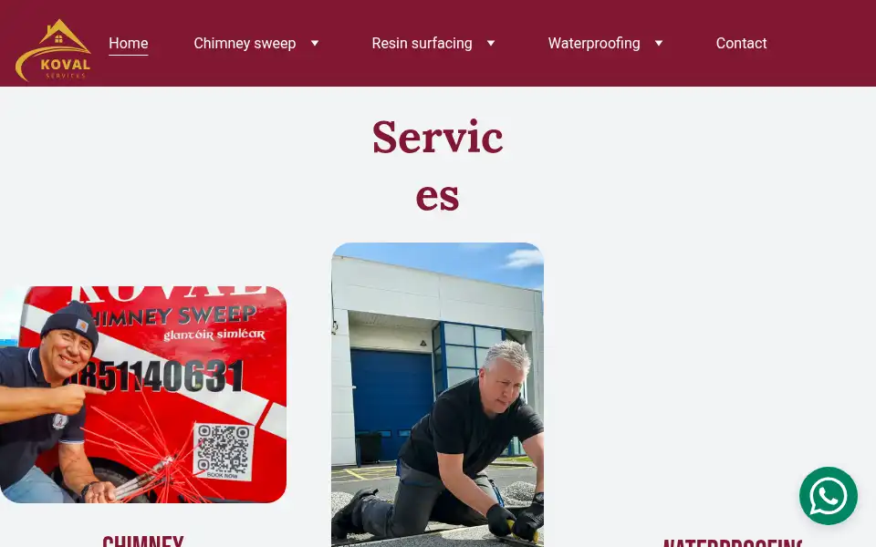 Screenshot of kovalchimneys.ie