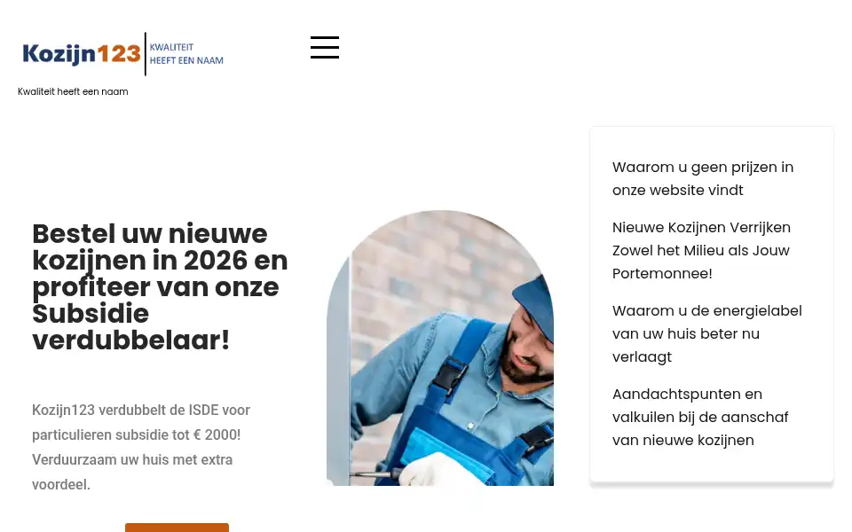 Screenshot of kozijn123.nl