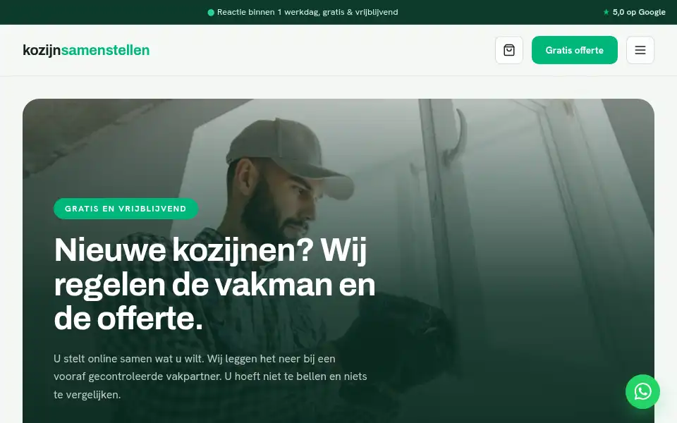 Screenshot of kozijnsamenstellen.nl