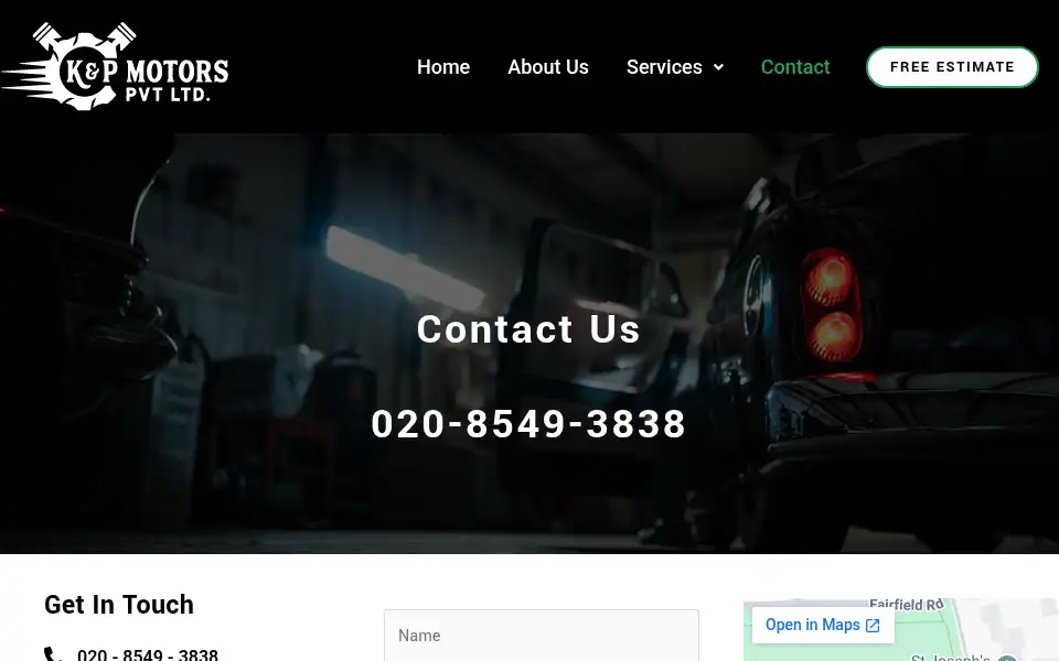 Screenshot of kpmotors.uk