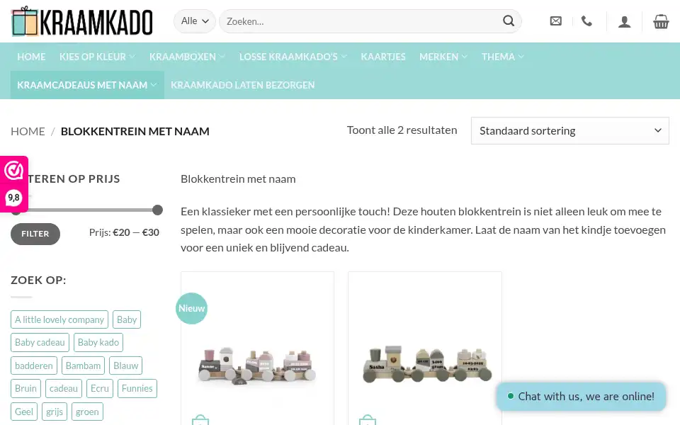 Screenshot of kraamkado.nl
