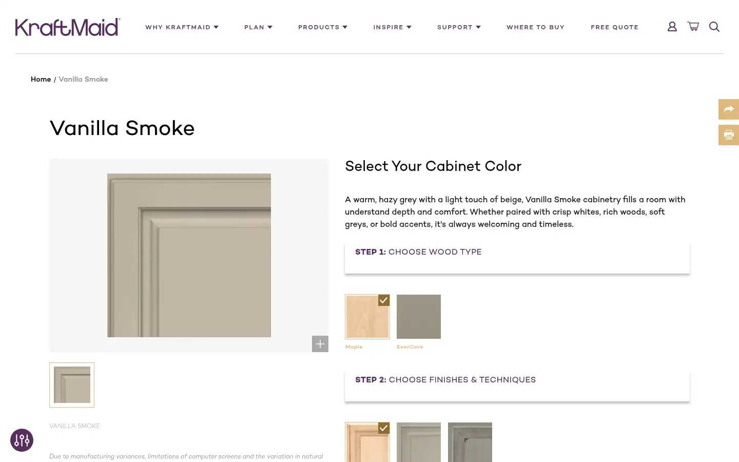 Screenshot of kraftmaid.com
